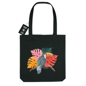Toucan Dance Black Recycled Organic Tote Bag