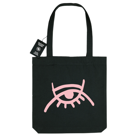 Pink Eye Recycled Organic Black Tote Bag