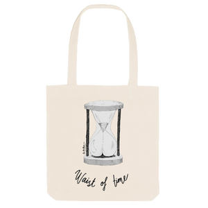 Organic Canvas Tote Bag with illustration Waist of Time (an hourglass, female shaped) by Ida Marie