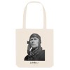 Cotton canvas totebag with black and white illustration of pilot Charles Lindbergh by Ida Marie