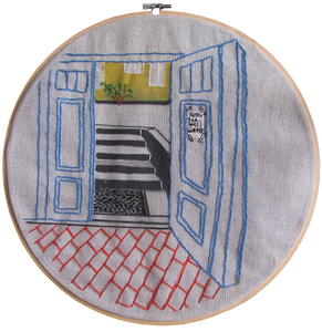 The Door Must Be Kept Closed original embroidery by Ida Marie