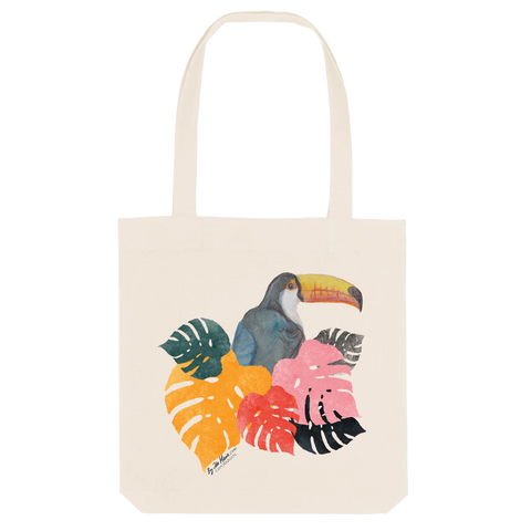 Toucan and Leaves Organic Canvas Tote Bag