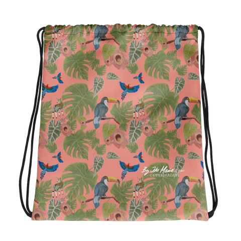 Jungle Drawstring Bag (pink)