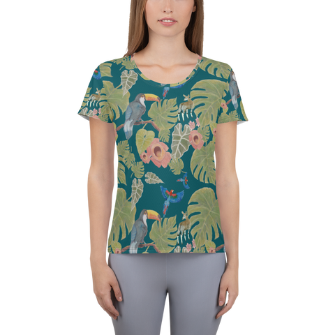 Jungle Pattern All-Over Print Women's Athletic T-shirt