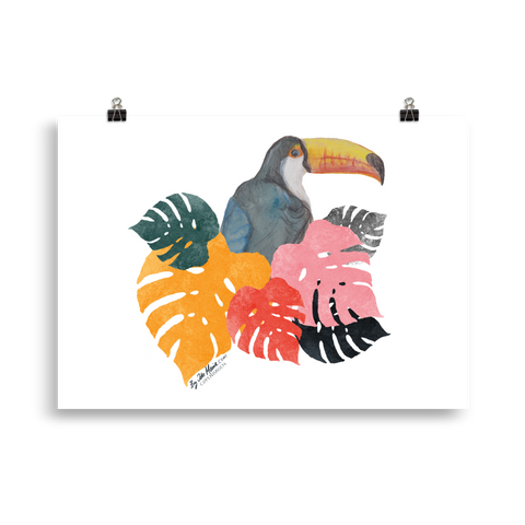 Toucan and Leaves Poster